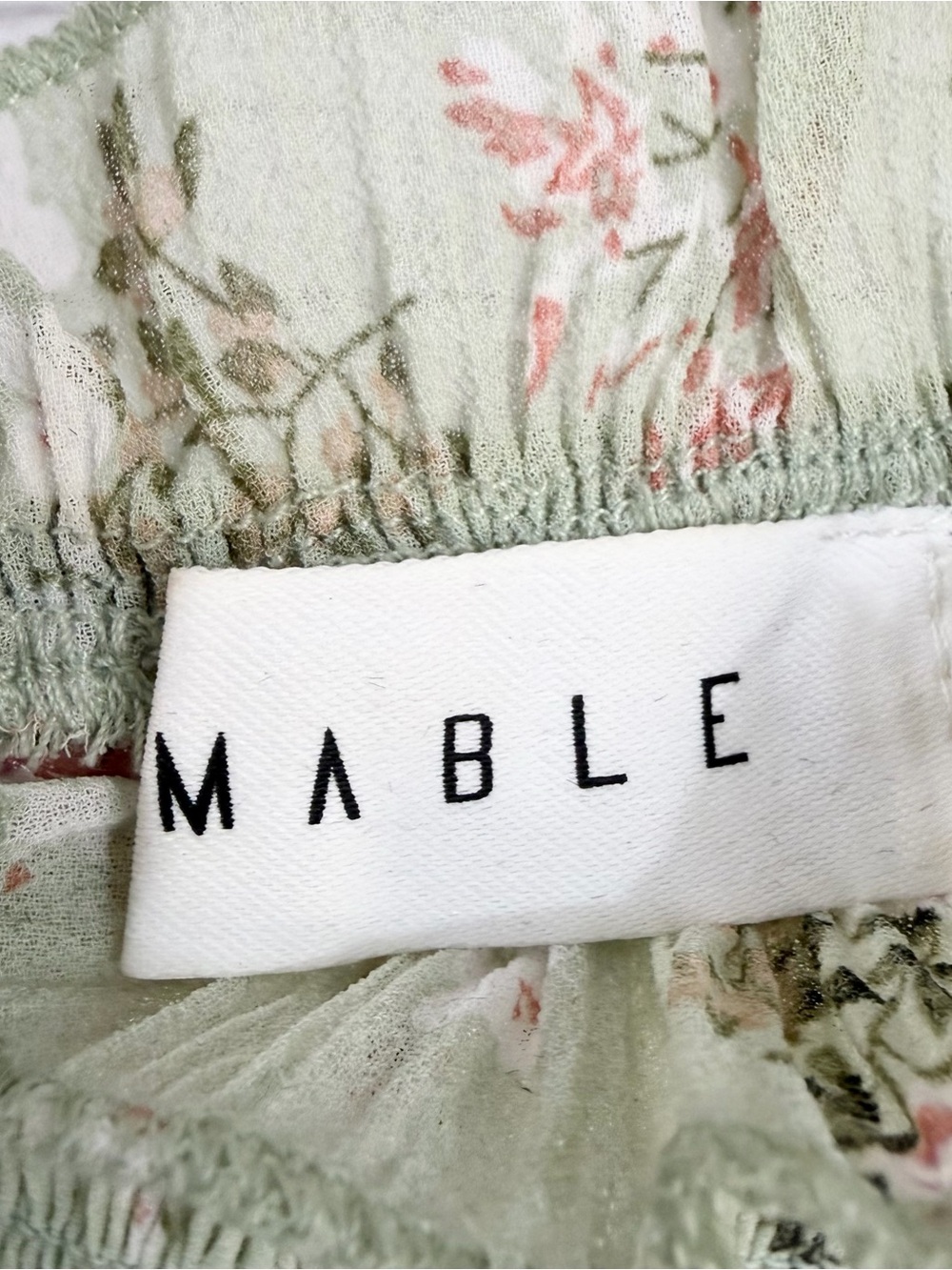 MABLE Light Green Pink Floral Print Smocked Midi Stretchy Tube Dress Size Small - Picture 6 of 11